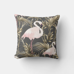 Flamingo's en goud: roze tropische elegantie. kussen