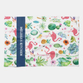 Flamingo's en kleurrijk tropisch patroon theedoek (Horizontaal)