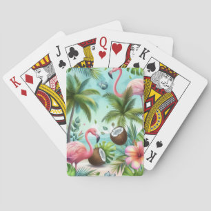 Flamingo's en kokospatroon pokerkaarten