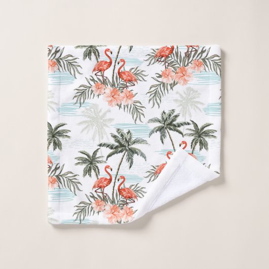 Flamingos en Palm Trees Bath Towel Set Bad Handdoek (Wasdoekje)