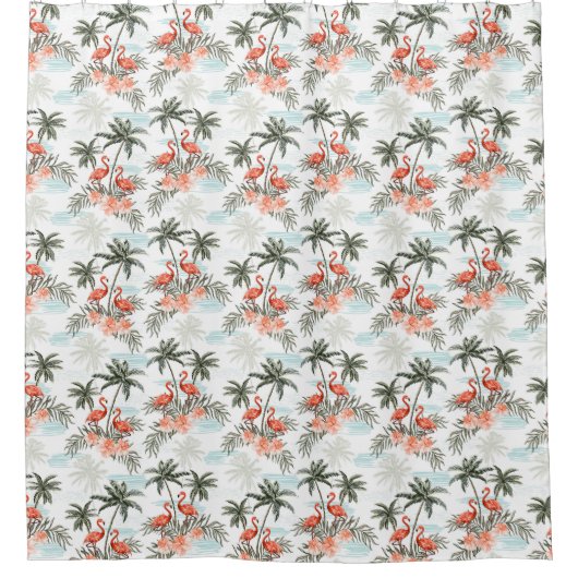 Flamingos en Palm Trees Shower Curtain Douchegordijn (Voorkant)