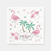 Flamingo's en palmbomen Atomic Style Monogram Servet (Voorkant)