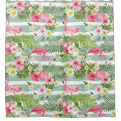 Flamingos en Stripes Douchegordijn (Voorkant)