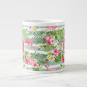 Flamingos en Stripes | Monogram Jumbo Mok (Voorkant)