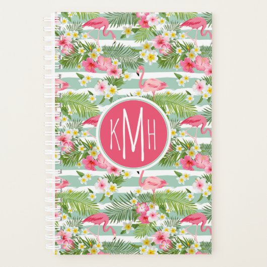 Flamingos en Stripes | Monogram Planner (Voorkant)