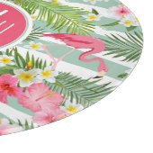 Flamingos en Stripes | Monogram Snijplank (Hoek)