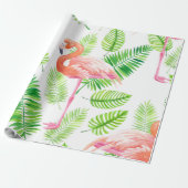 Flamingos en tropische bladeren cadeaupapier (Uitgerold)