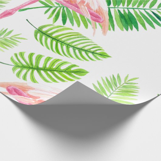 Flamingos en tropische bladeren cadeaupapier (Hoek)
