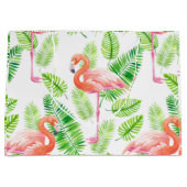 Flamingos en tropische bladeren groot cadeauzakje (Voorkant)