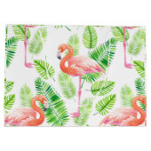 Flamingos en tropische bladeren groot cadeauzakje (Achterkant)
