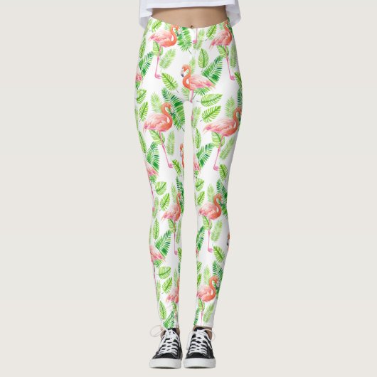 Flamingos en tropische bladeren leggings (Voorkant)