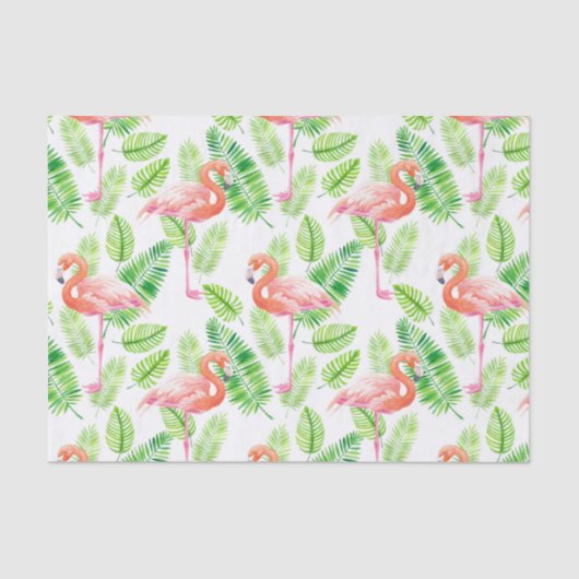 Flamingos en tropische bladeren tissuepapier (Voorkant)