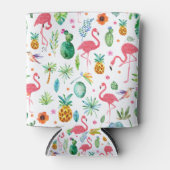 Flamingos en tropische bloemen en bladeren blikjeskoeler (Voorkant)
