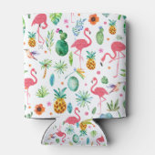Flamingos en tropische bloemen en bladeren blikjeskoeler (Achterkant)