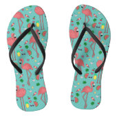 Flamingo's en zomerthema - Blauw Teenslippers (Voetbed)