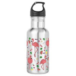 Flamingos en zomerthema waterfles