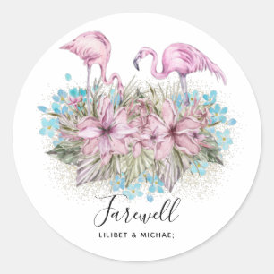 Flamingos Farewell Goodbye Bon Voyage Gift Friends Ronde Sticker