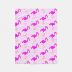 Flamingos Fleece Blanket - Happy