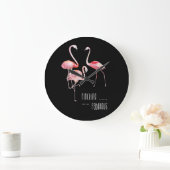 Flamingos Flocking Fabulous Funny Gezegde Gift Grote Klok (Huis)