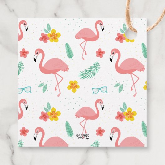 Flamingo's & Fun Tropische Verjaardag Dank u Bedankjes Labels (Achterkant)