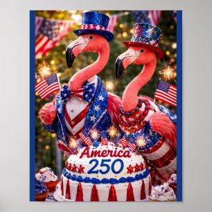 Flamingo's Gefeliciteerd Amerika 250e Verjaardag 4 Poster