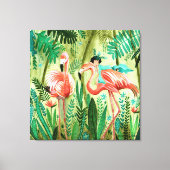 Flamingo's in de galerij van het tropische oerwoud canvas afdruk (Voorkant)