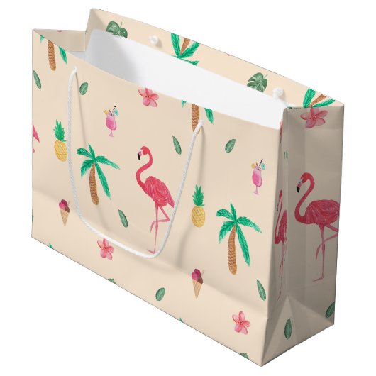 Flamingos in de zomer large cadeautasje (Voorkant Gekanteld)
