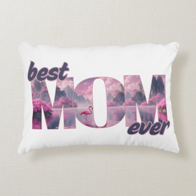 Flamingos in einer Traumwelt - best Mom ever Accent Kussen (Voorkant)