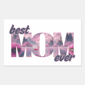 Flamingos in einer Traumwelt - best Mom ever Rechthoekige Sticker