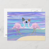 Flamingo's in Gebreide Petten Briefkaart (Voorkant / Achterkant)