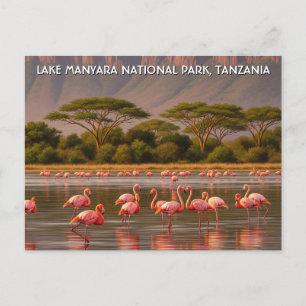Flamingo's in het Tanzania Lake Manyara National P Briefkaart