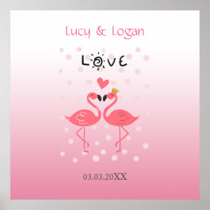 Flamingos in Love Poster