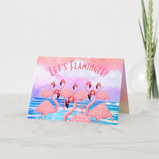 Flamingo's in Parade Kaart (Voorkant)