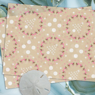 Flamingos in Seashells Beach Kerstmis Tissuepapier