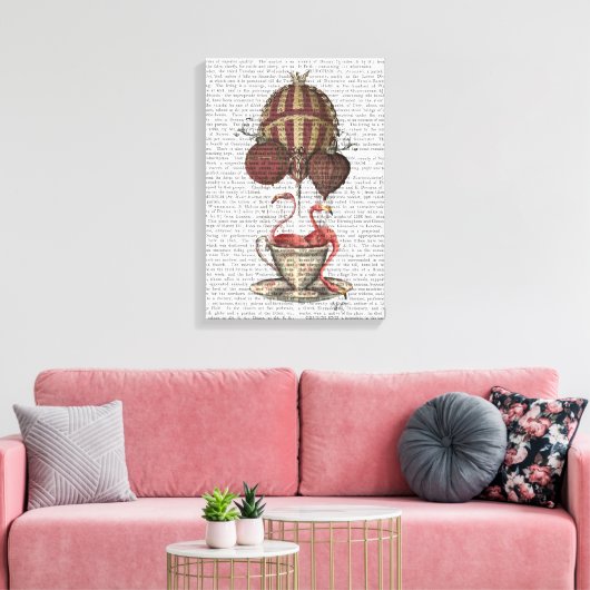 Flamingos in Teacup Canvas Afdruk (Insitu (Woonkamer))