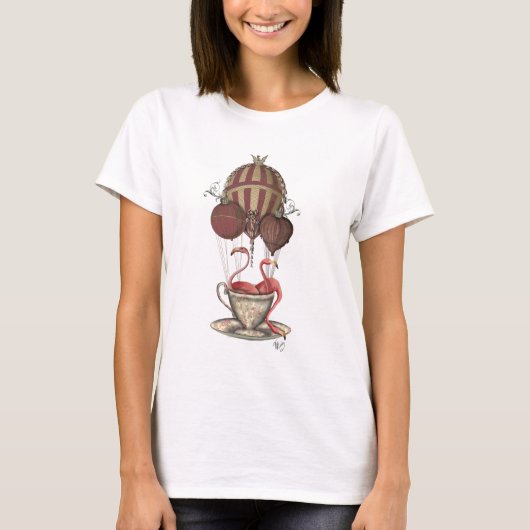 Flamingos in Teacup T-shirt (Voorkant)