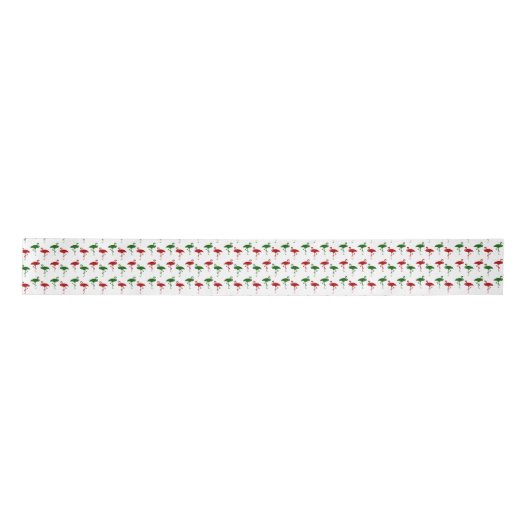 Flamingos Kerstpatroonrood en groen lint (Voorkant)