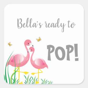 Flamingo's Klaar voor POP Baby shower Sticker