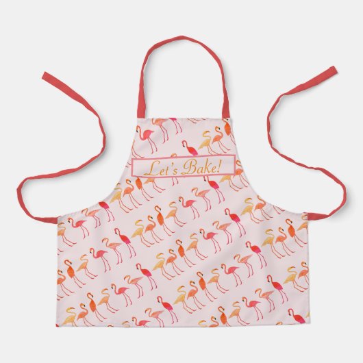 Flamingos Lets Bake Pink Kinder Apron Schort (Voorkant)