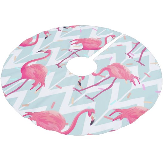 Flamingo's Lichtgrijs: tropisch. Kerstboom Rok (Gekanteld)