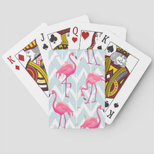 Flamingo's Lichtgrijs:  tropisch. Pokerkaarten