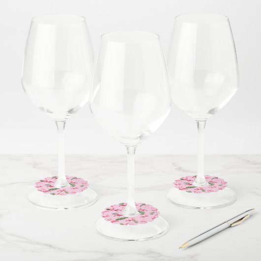 Flamingo's Liefde Patroon 5 Wijnglaslabel (Set)