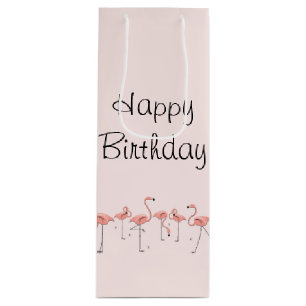 Flamingos Line Happy Birthday-cadezak Wijn Cadeautas