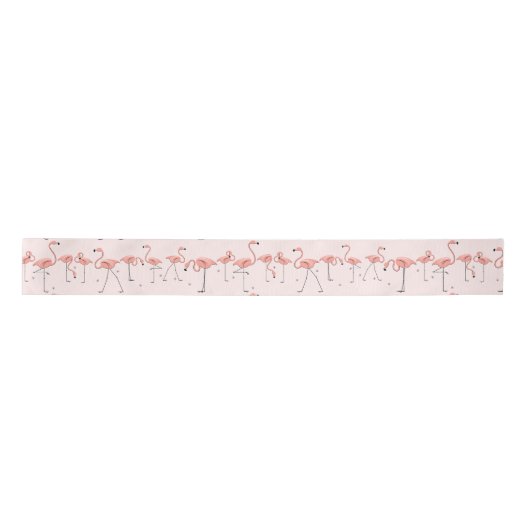 Flamingos Line Pink ribbon satin Lint (Voorkant)