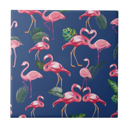 Flamingos Love Pattern 2 Tegeltje (Voorkant)