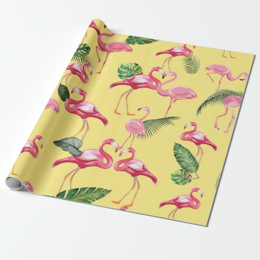 Flamingos Love Pattern 3 Cadeaupapier (Uitgerold)