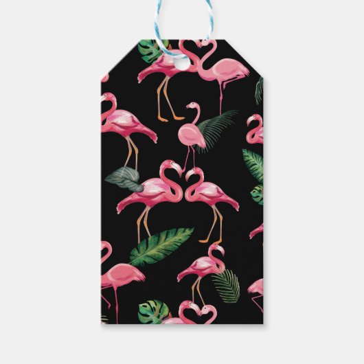 Flamingos Love Pattern 4 Cadeaulabel (Voorkant)