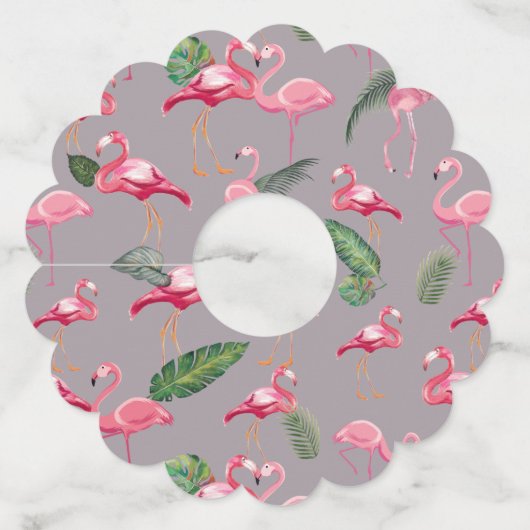 Flamingos Love Pattern 6 Wijnglaslabel (Voorkant)