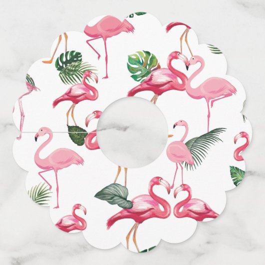 Flamingos Love Pattern Wijnglaslabel (Achterkant)