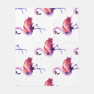Flamingo's met spatten: waterverf. fleece deken